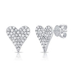 14k White Gold Diamond Heart Earrings