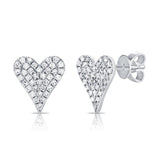 14k White Gold Diamond Heart Earrings