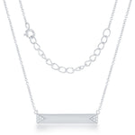Sterling Silver Engravable CZ Design Necklace