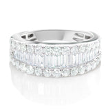 14k White Gold Baguette and Round Diamond Wedding Band