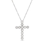 14k White Gold Pronged Diamond Cross Pendant Necklace (0.52 cts. t.w.)