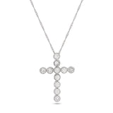 14k White Gold Pronged Diamond Cross Pendant Necklace (0.52 cts. t.w.)