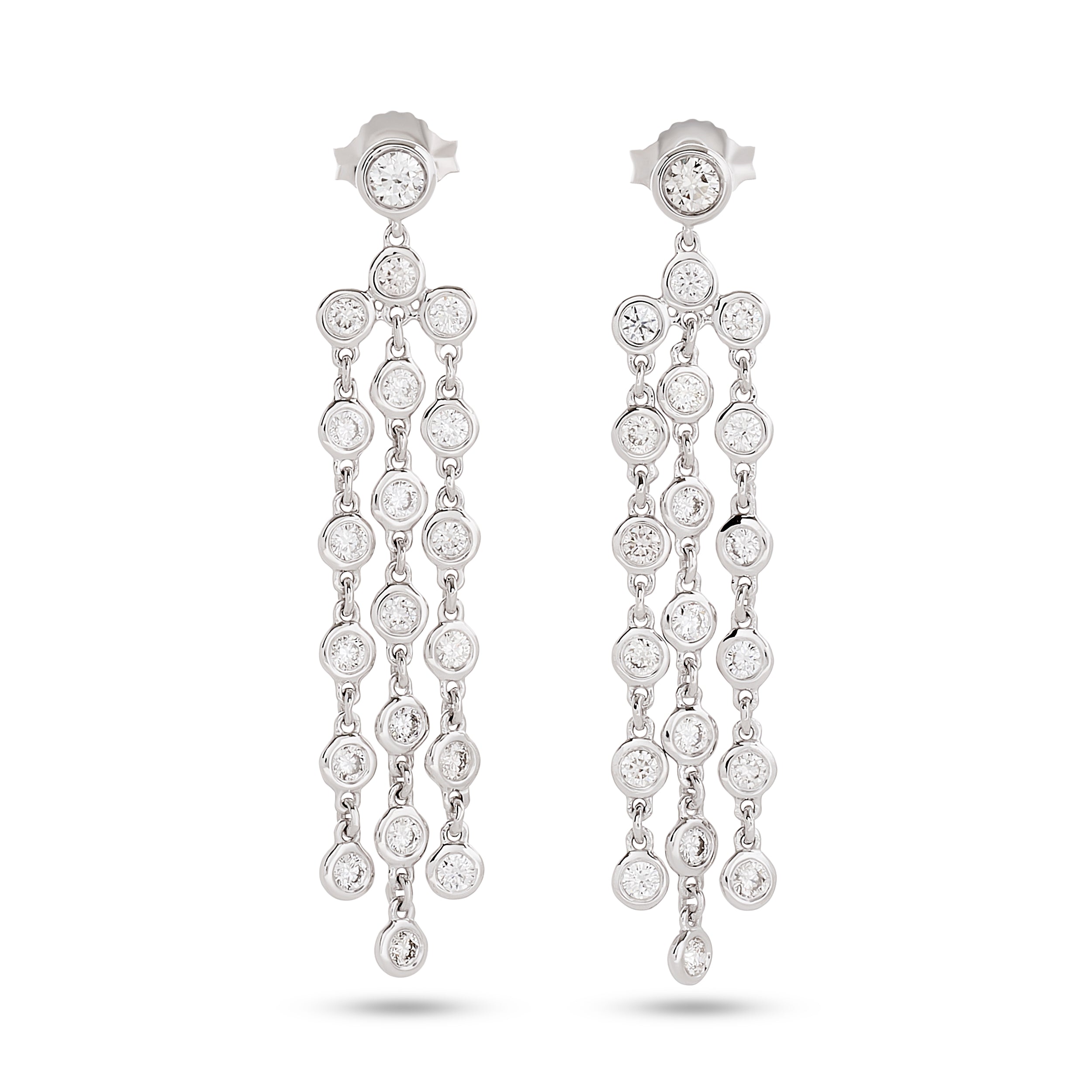 14k White Gold Bezel Diamond Dangle Drop Earrings (1.20 Ct. t.w.)