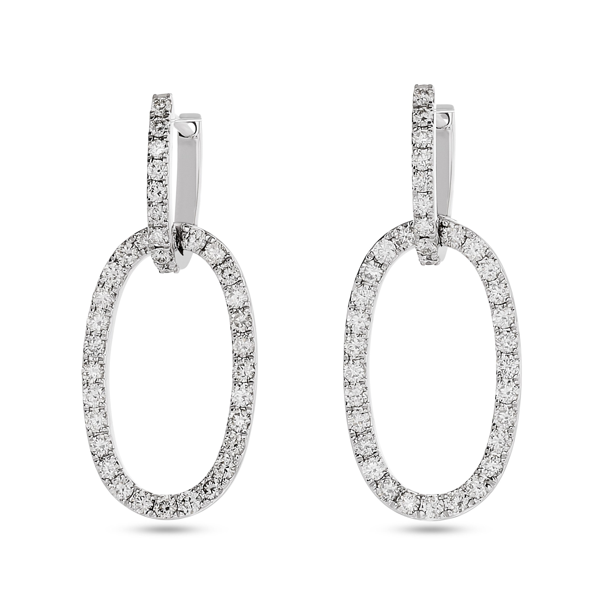 14k White Gold Diamond Oval Shape Dangle Earrings – MB Altman Jewelry