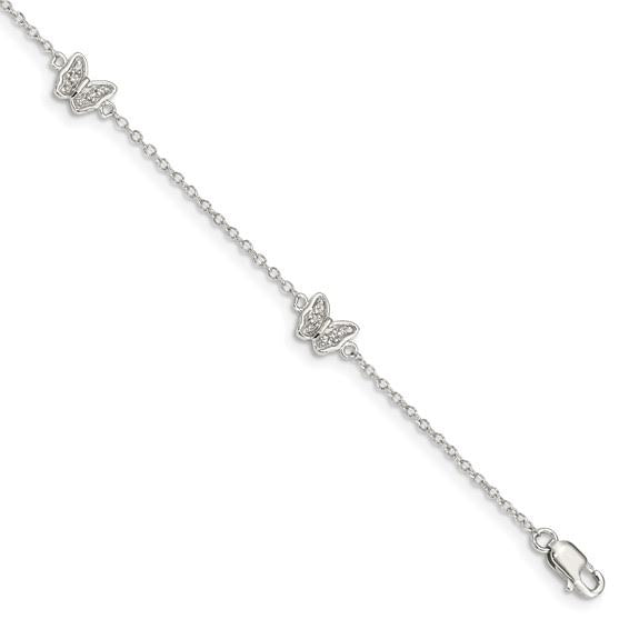 Children’s Sterling Silver Bracelet w/ CZ Butterfly’s