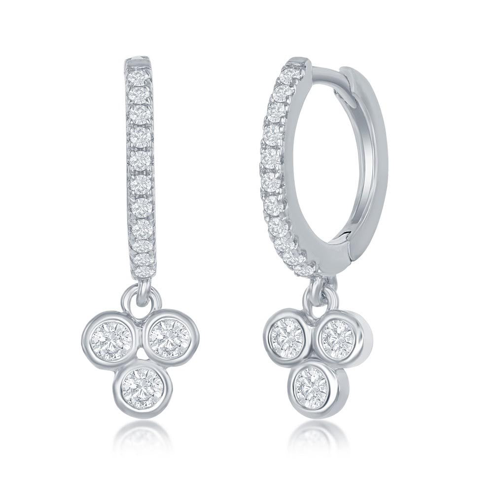 Children’s Sterling Silver Triple Cluster CZ Huggies