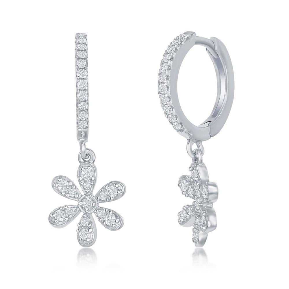 Children’s Sterling Silver CZ Flower Huggies