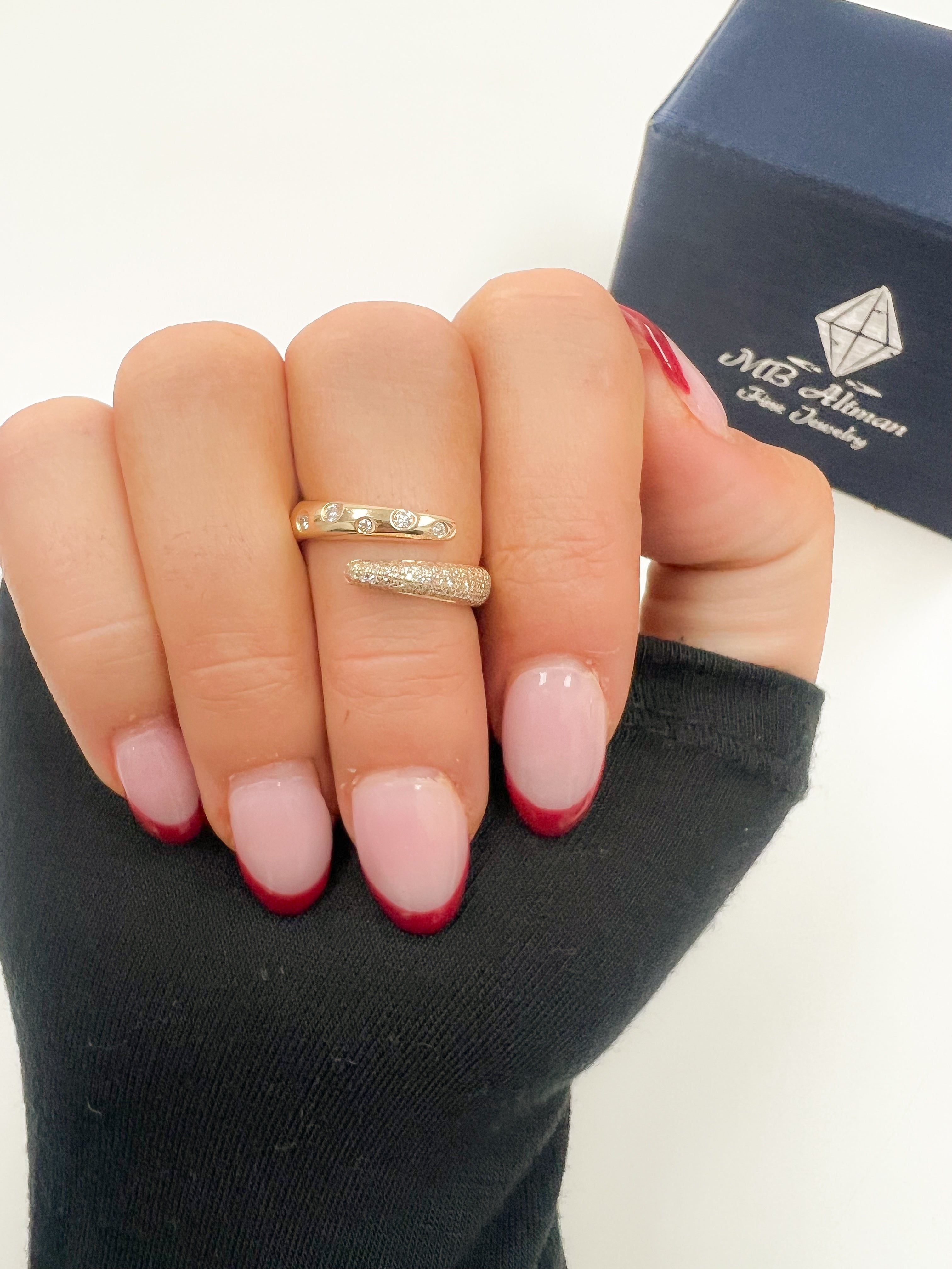 Trendy 14k Yellow Gold Diamond Wrap Ring