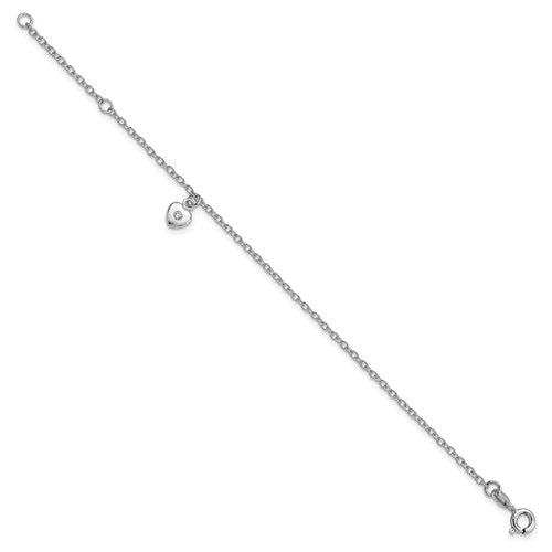 Children's Sterling Silver CZ Heart Dangling Bracelet