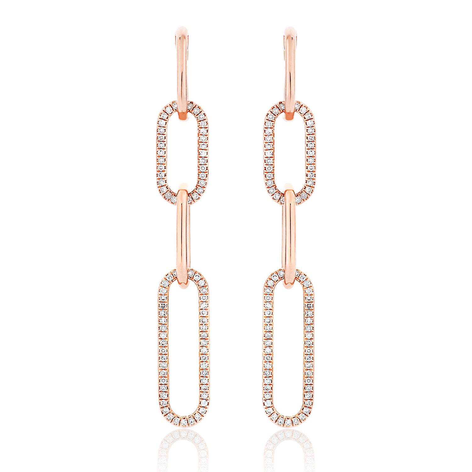
  
  14k Rose Gold Diamond Dangle Paperclip Earrings
  
