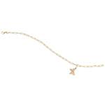 14k Yellow Gold Diamond Butterfly Paperclip Bracelet
