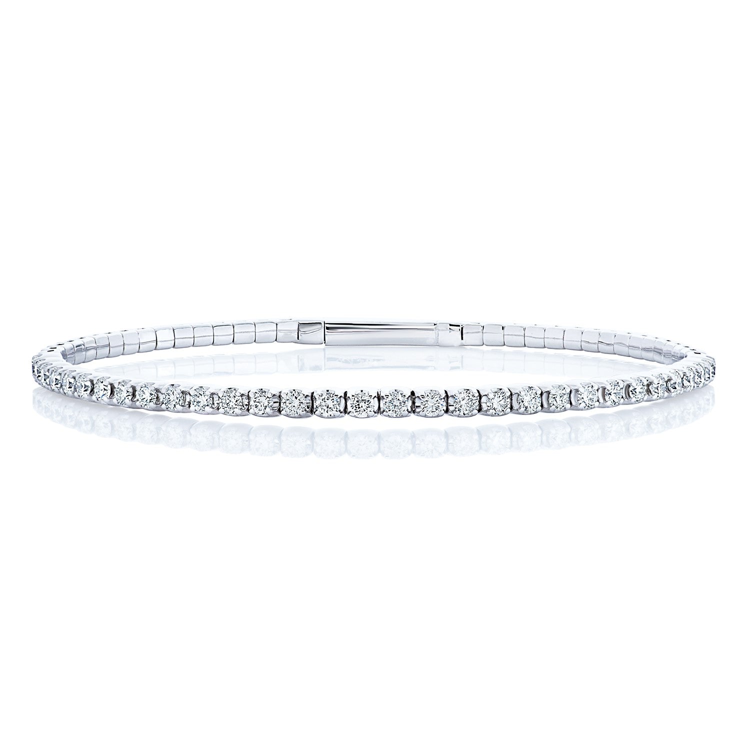 
  
  14k White Gold Single Row Diamond Bangle Bracelet
  

