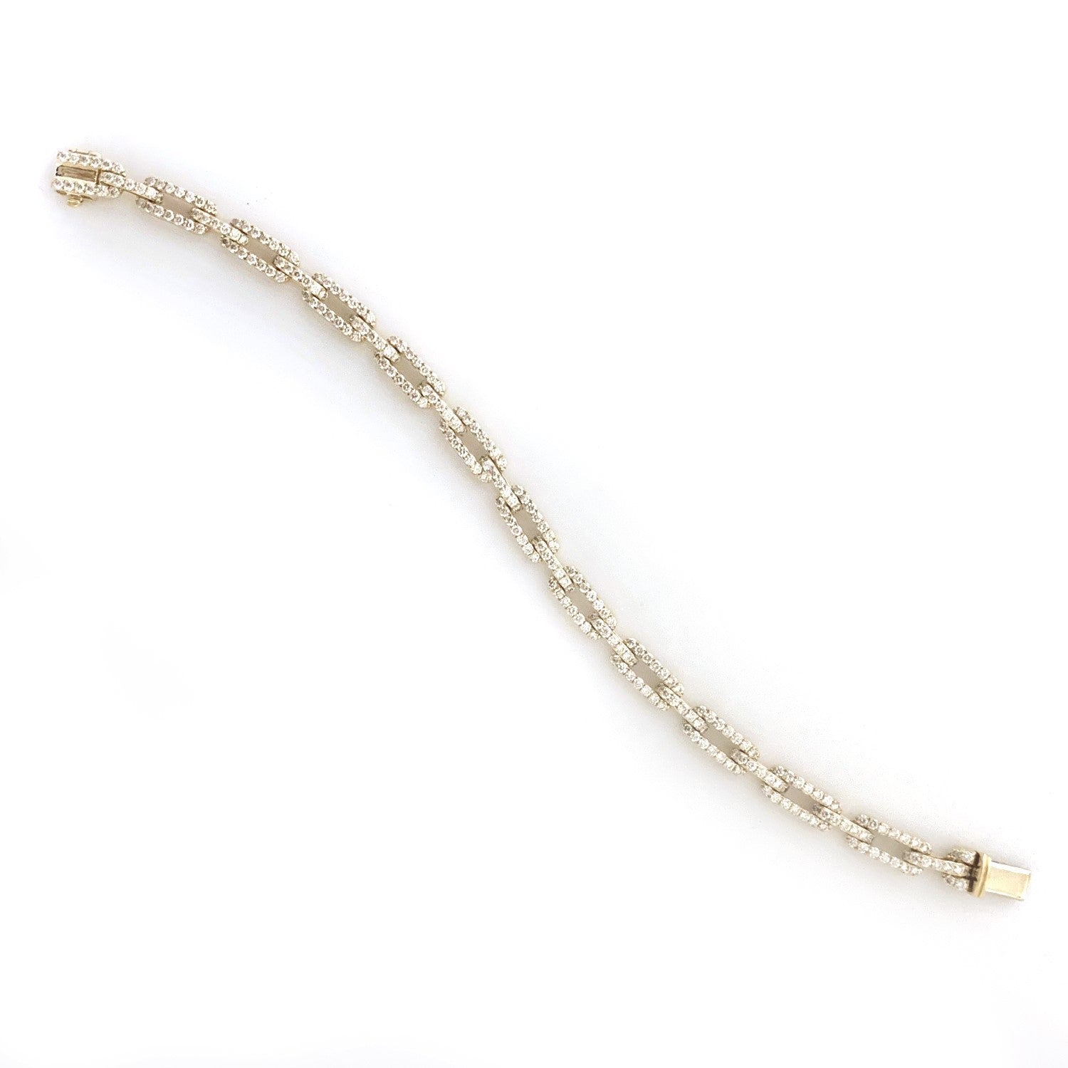 14K Yellow Gold Diamond Paper Clip Style Bracelet