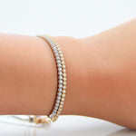 14K White Gold Round Diamond Tennis Bolo Bracelet