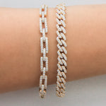 14K Yellow Gold Diamond Paper Clip Style Bracelet