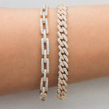 14K Yellow Gold Diamond Paper Clip Style Bracelet