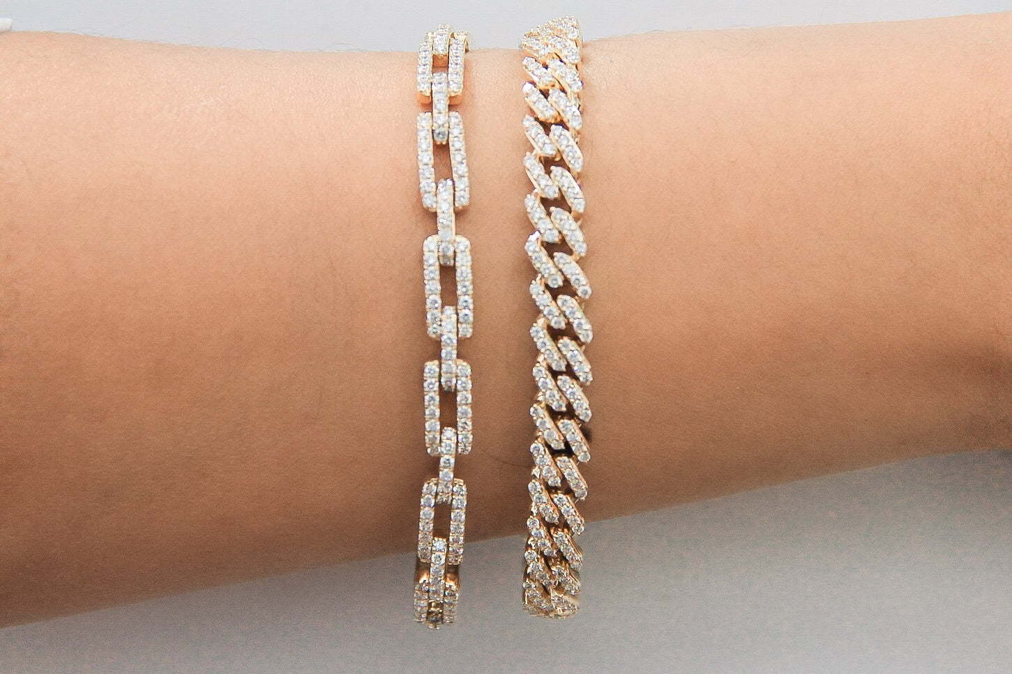 14K Yellow Gold Diamond Paper Clip Style Bracelet