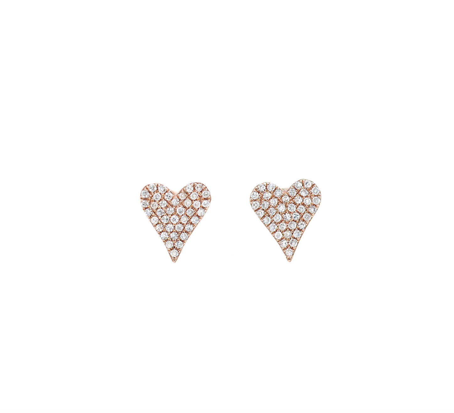 
  
  14k Rose Gold  Pave Diamond Heart Stud Earrings
  
