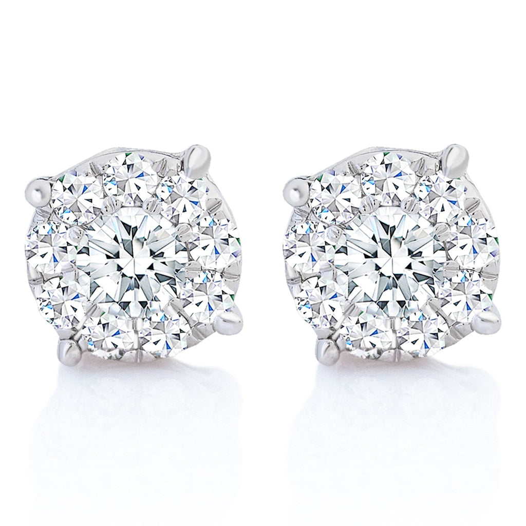 14k White Gold Diamond Cluster Stud Earrings (1.26 cts t.w.)