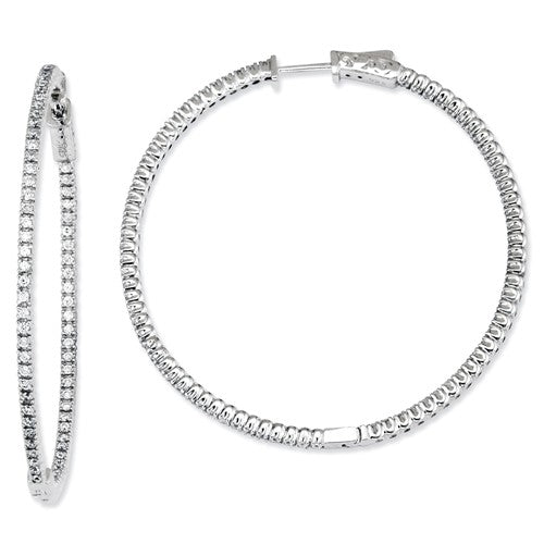 Sterling Silver Large Cubic Zirconia CZ Hoop Earrings