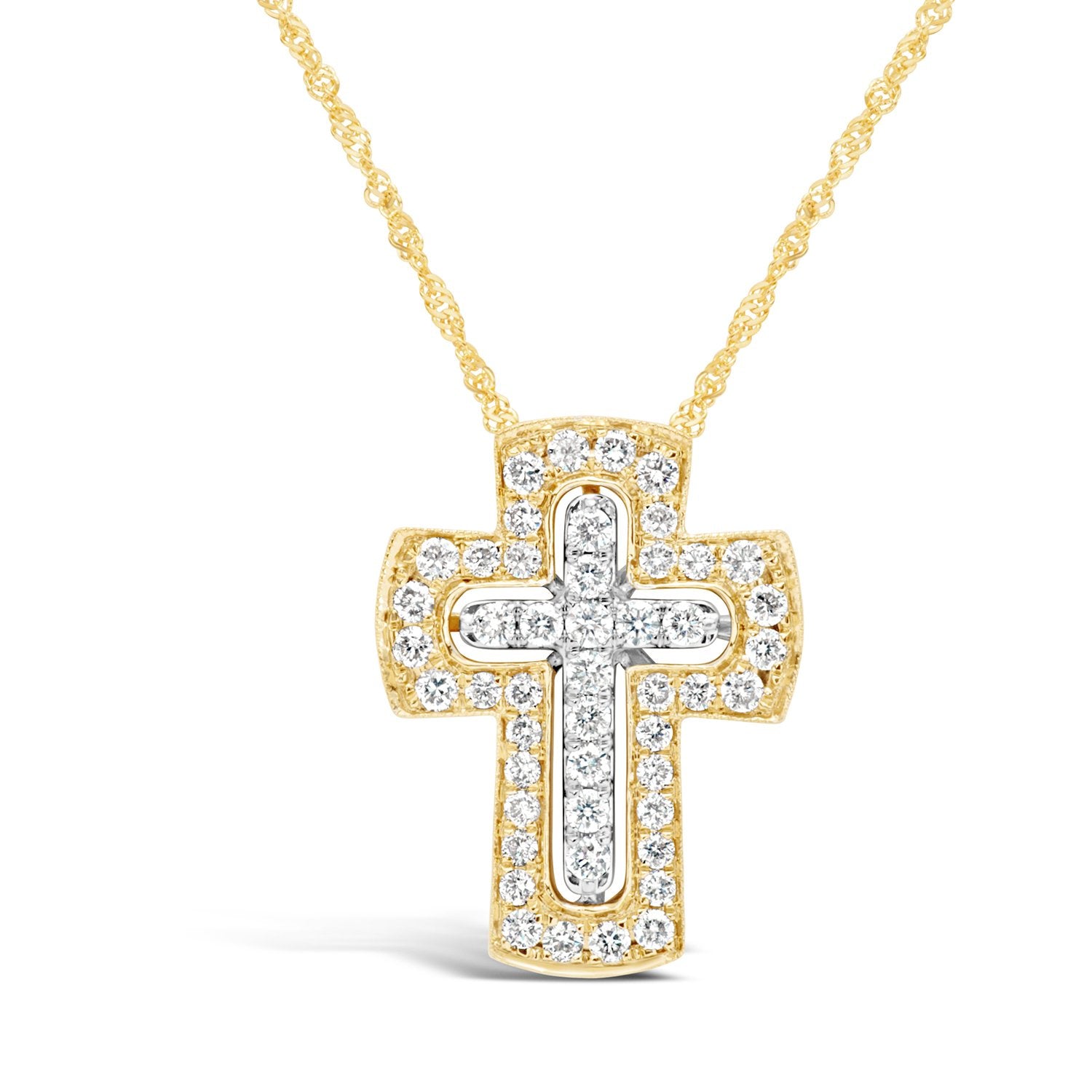 
  
  14k Two Tone Gold Diamond Cross Pendant Necklace
  
