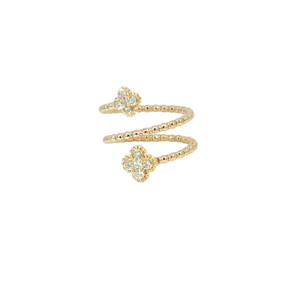 
  
  14K Yellow Gold Diamond Clover Bypass Ring
  

