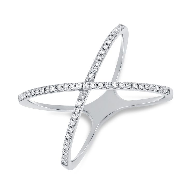 
  
  14k White Gold Diamond Criss Cross Ring
  
