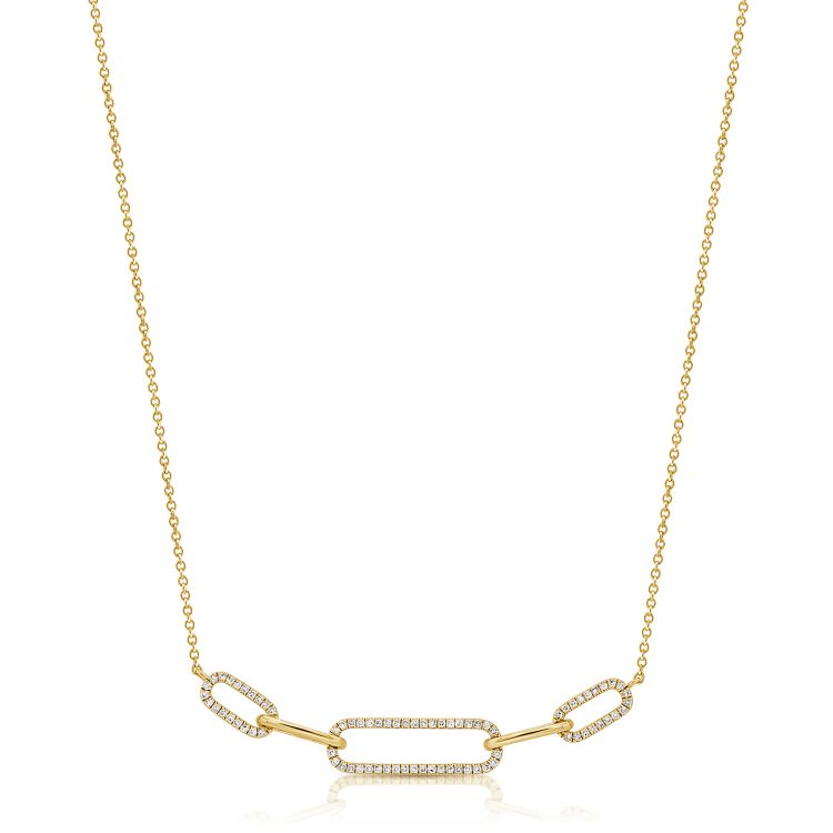 Diamond Station Necklace With Paper Clip Chain (1.42 ct.) in 14K Gold |  Capucelli