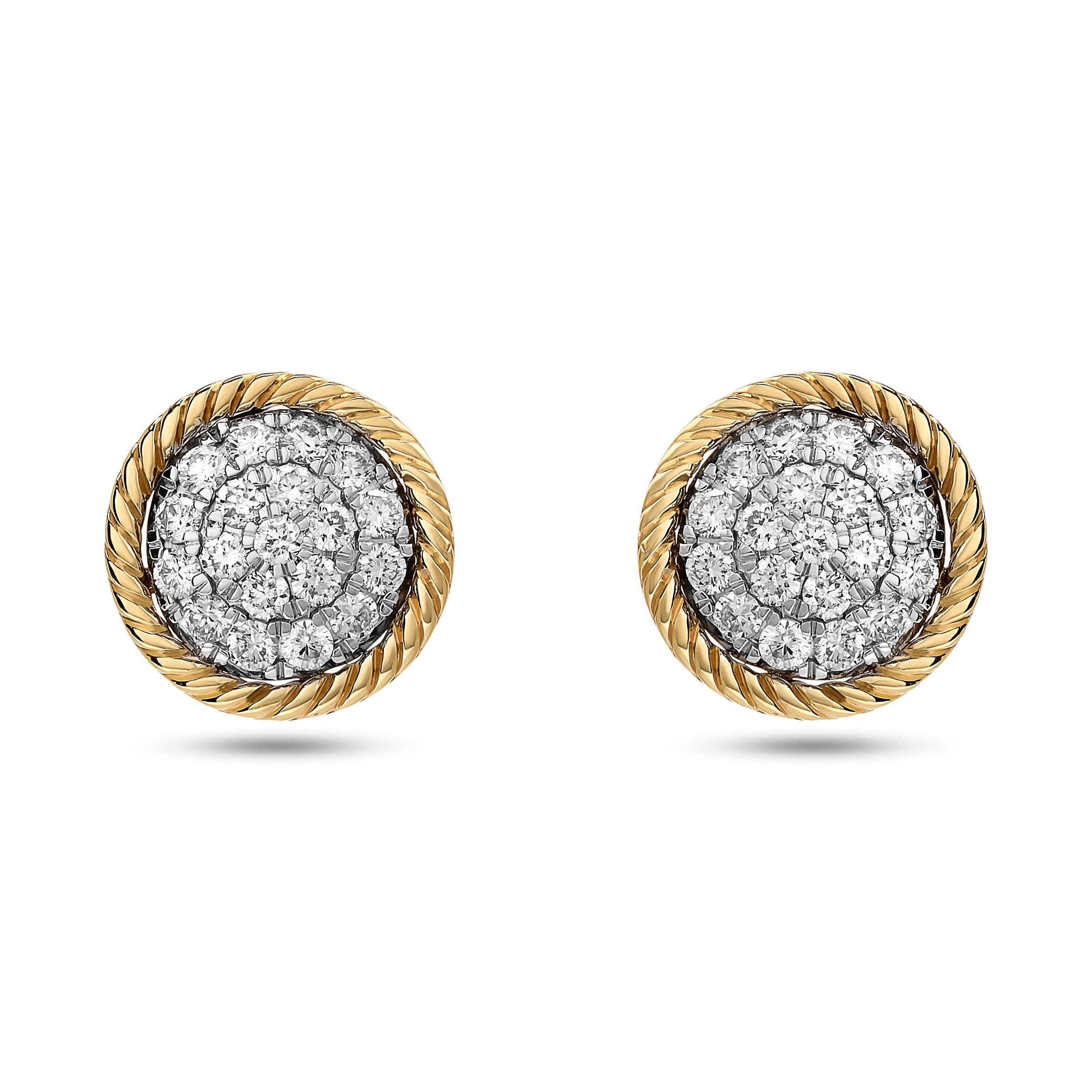 
  
  14K Two Tone Rope Design Diamond Studs
  
