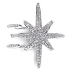 
  
  14k White Gold Large Starburst Open Design Diamond Ring
  
