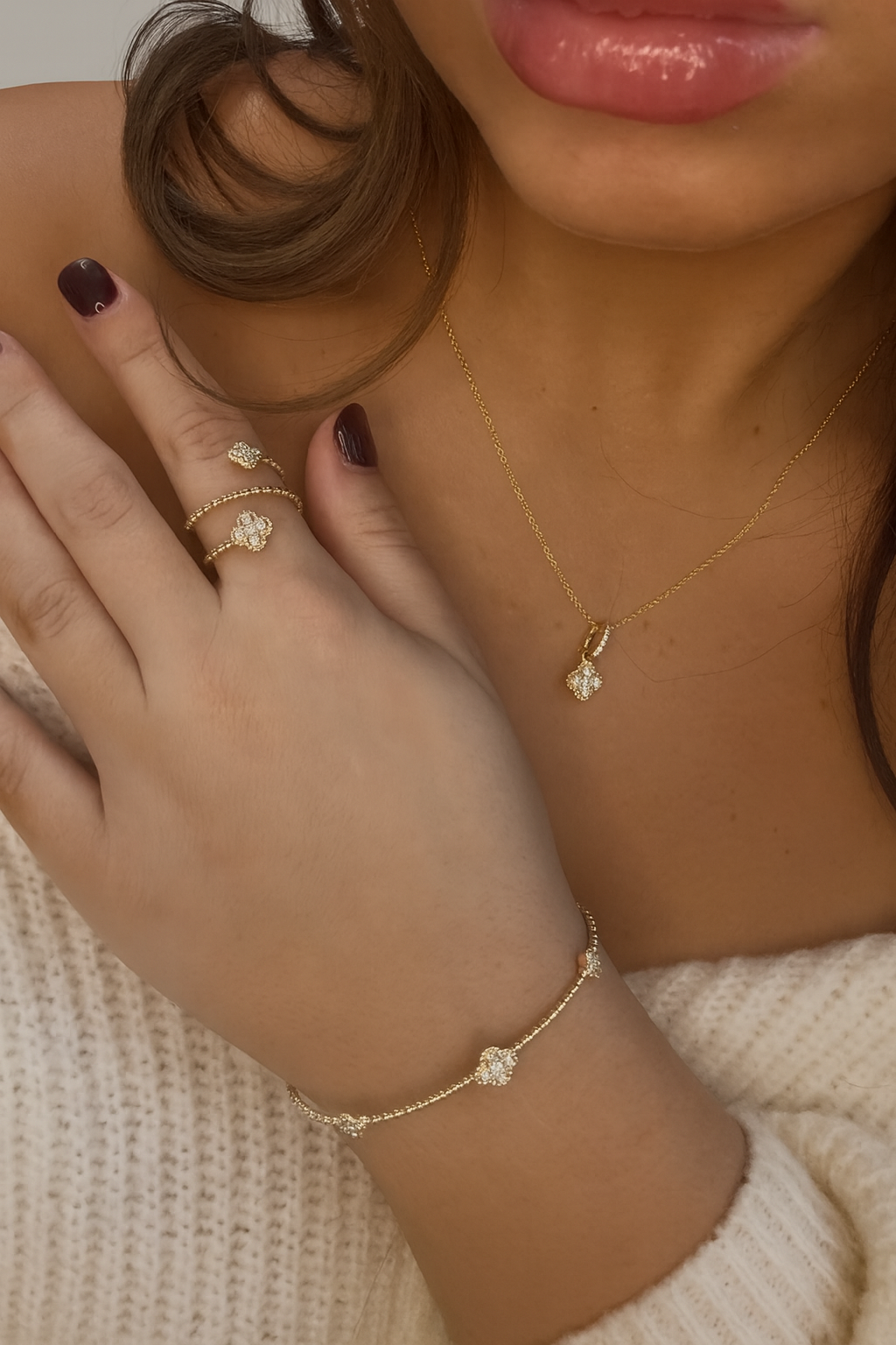 
  
  14K Yellow Gold Diamond Clover Bypass Ring
  
