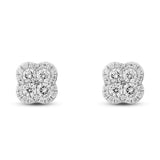 
  
  14K White Gold Flower Design Diamond Stud Earrings
  
