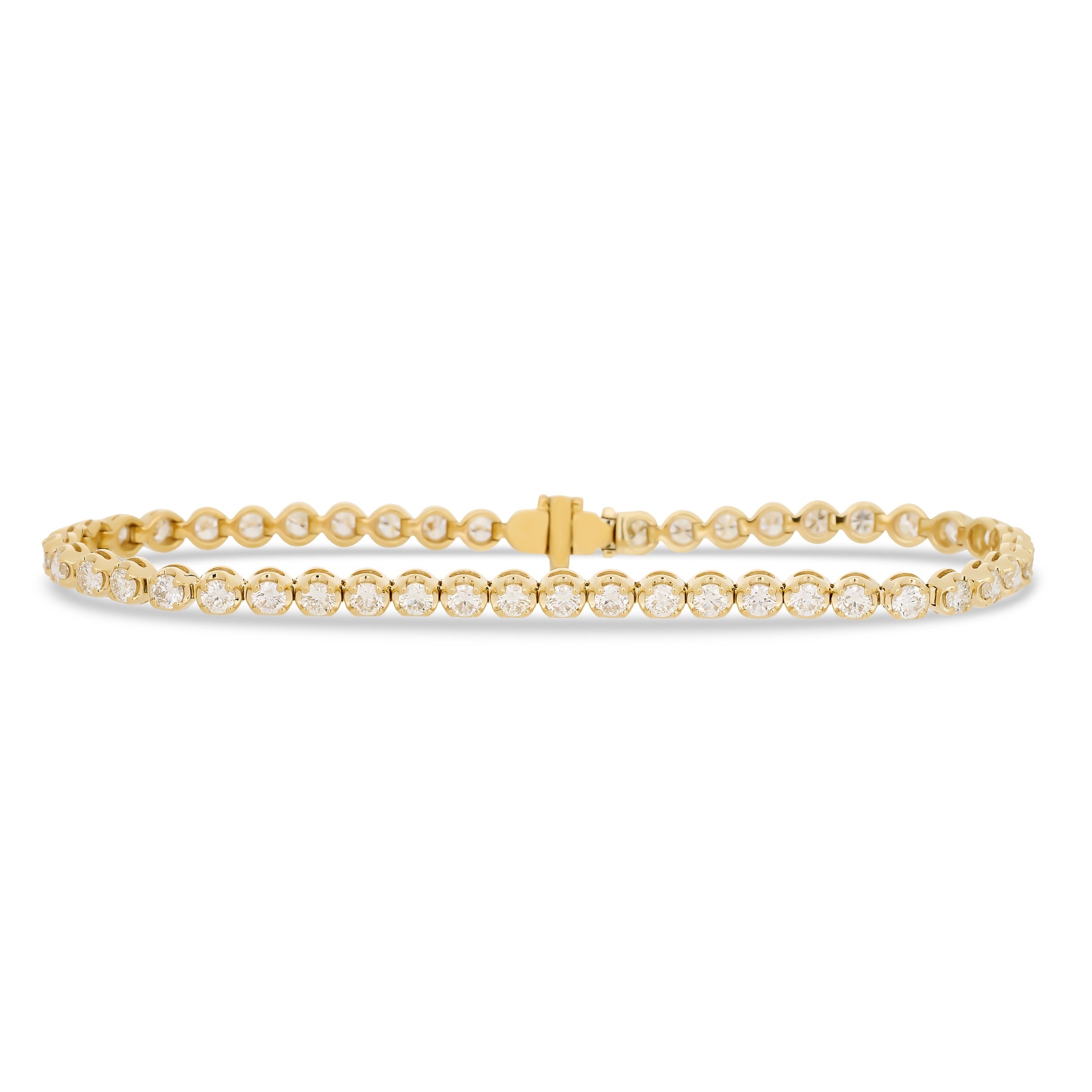 
  
  14KT Yellow Gold Round Diamond Crown Set Tennis Bracelet
  
