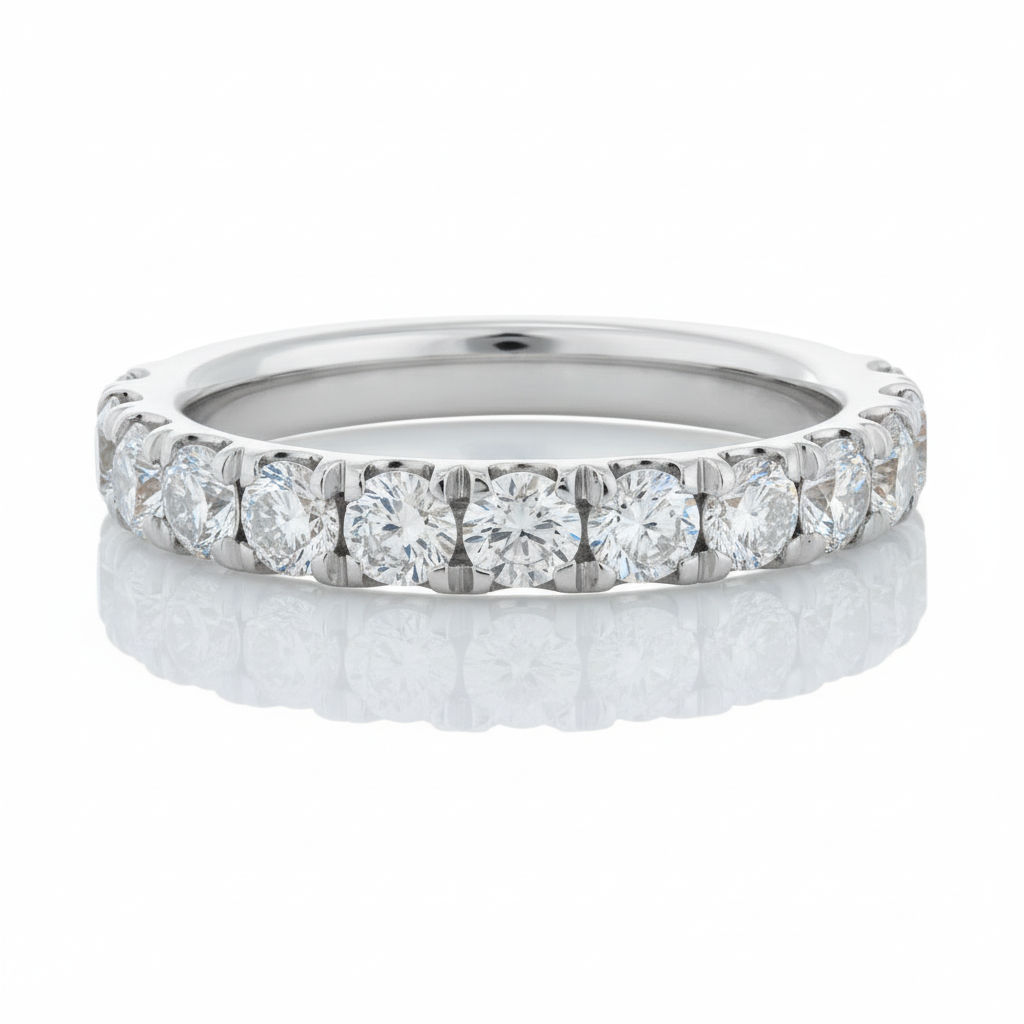 
  
  Diamond Wedding Band 1/2 Around - 0.98cts. - 18K White Gold
  
