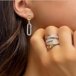 
  
  14k Two Tone Diamond Dangle Paperclip Earrings
  
