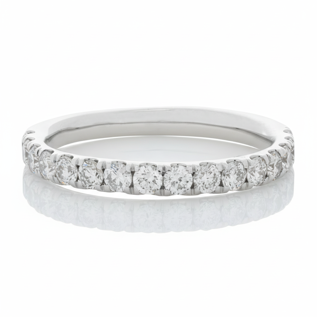
  
  Diamond Wedding Band 3/4 Around - 1.02cts. - 18K White Gold
  
