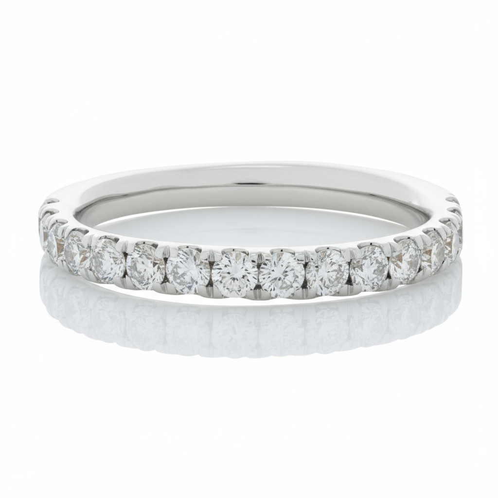 
  
  Diamond Wedding Band 1/2 Around - 14k White Gold - 0.43cts
  
