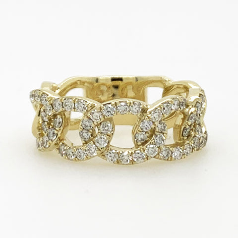 14k Yellow Gold Diamond Link Ring
