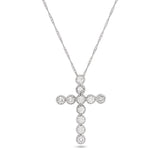 
  
  14k White Gold Pronged Diamond Cross Pendant Necklace (0.52 cts. t.w.)
  
