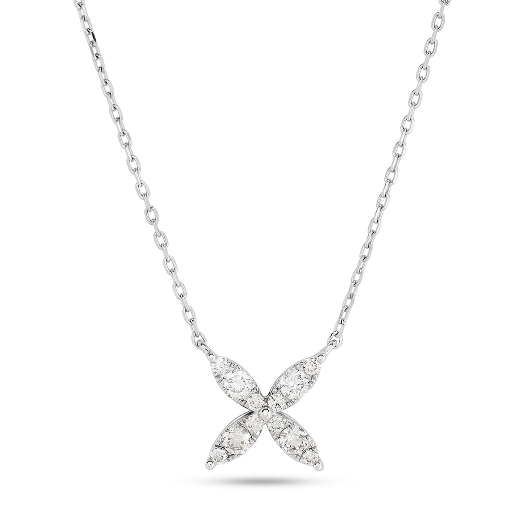 14k White Gold X Style Flower Pendant Necklace (0.52 cts. t.w.)