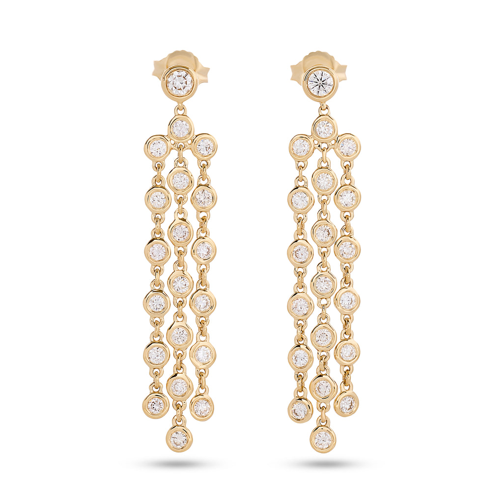14k Yellow Gold Bezel Diamond Dangle Drop Earrings (1.20 Ct. t.w.)