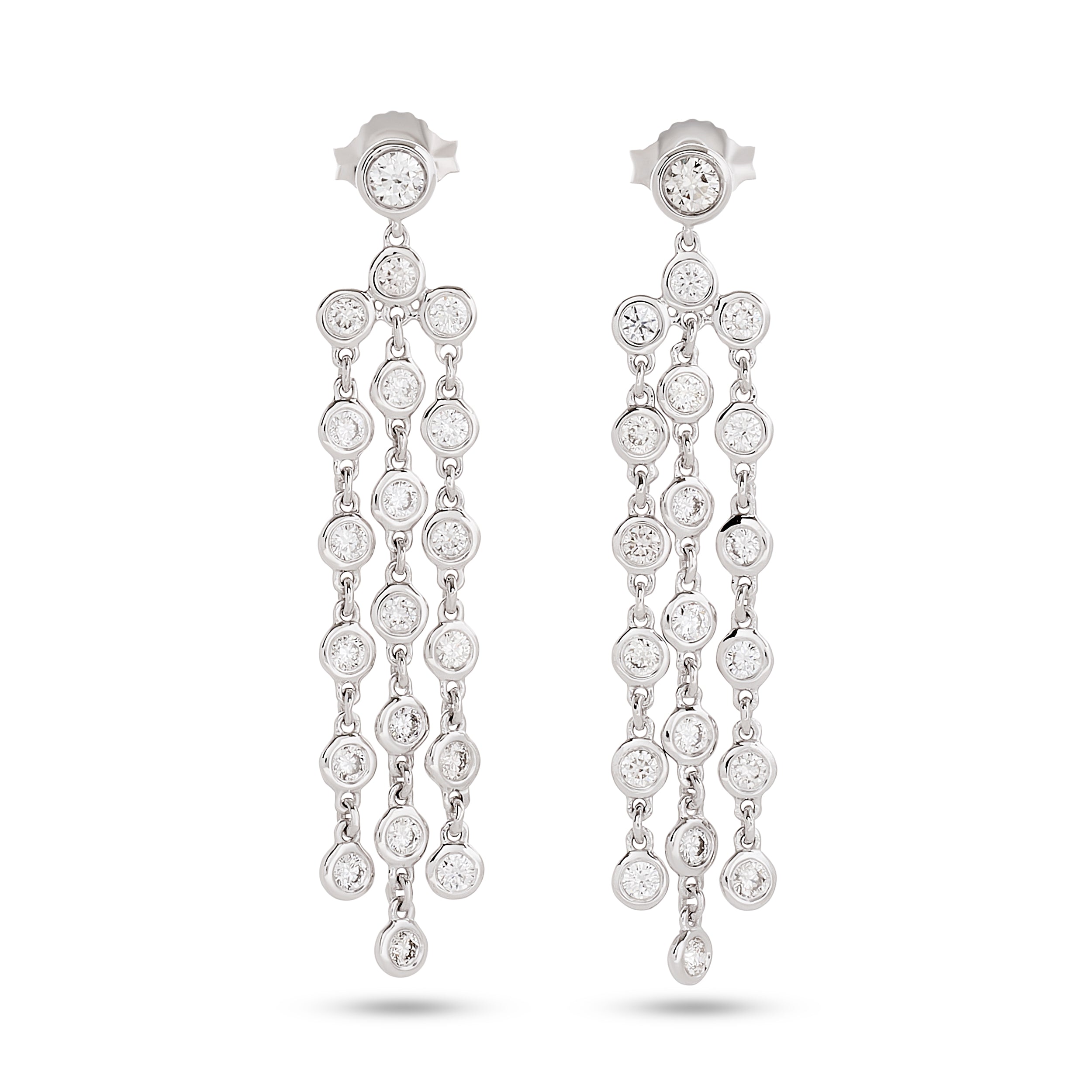 
  
  14k White Gold Bezel Diamond Dangle Drop Earrings (1.20 Ct. t.w.)
  
