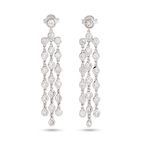 14k White Gold Bezel Diamond Dangle Drop Earrings (1.20 Ct. t.w.)