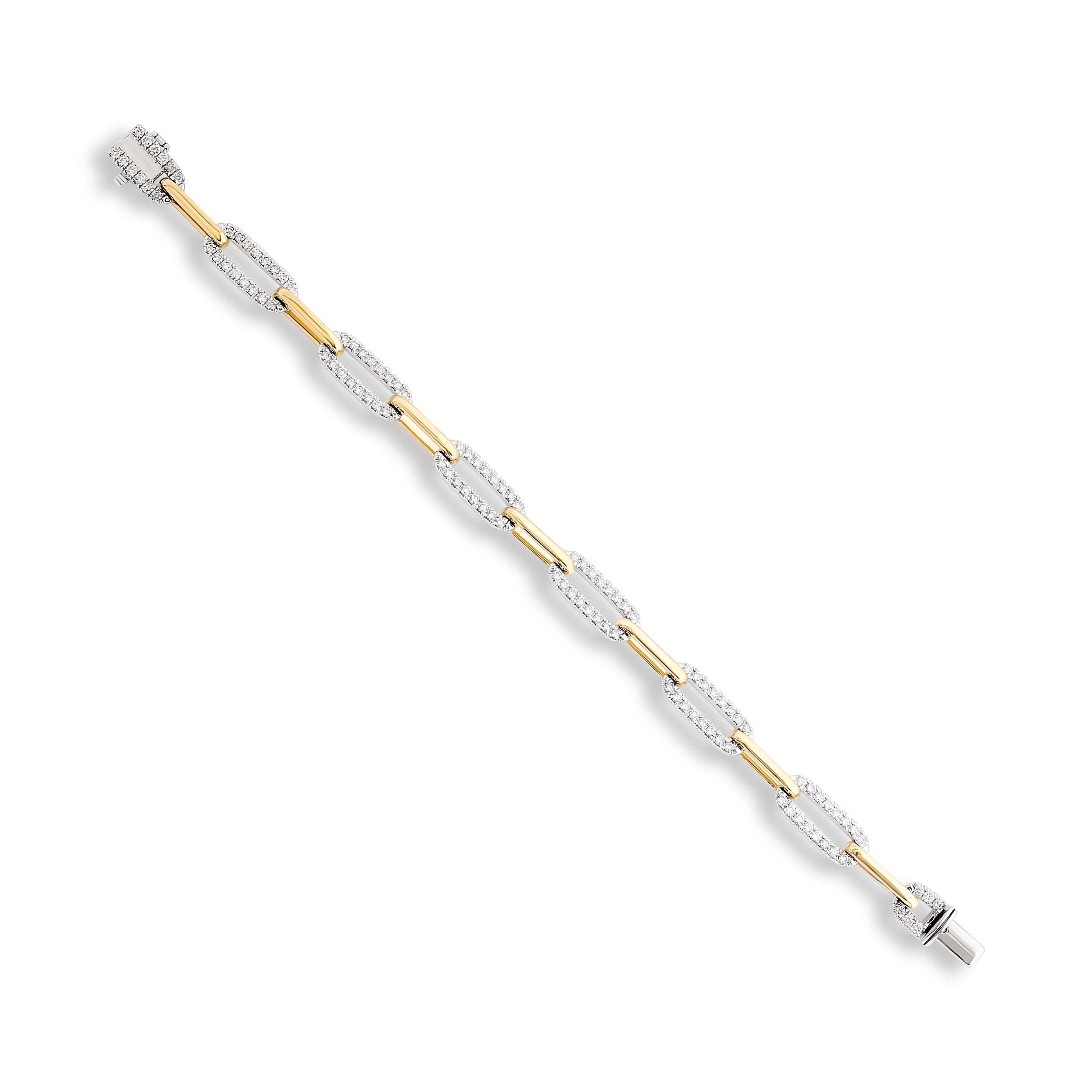 
  
  14K Two Tone Diamond Paperclip Style Bracelet
  
