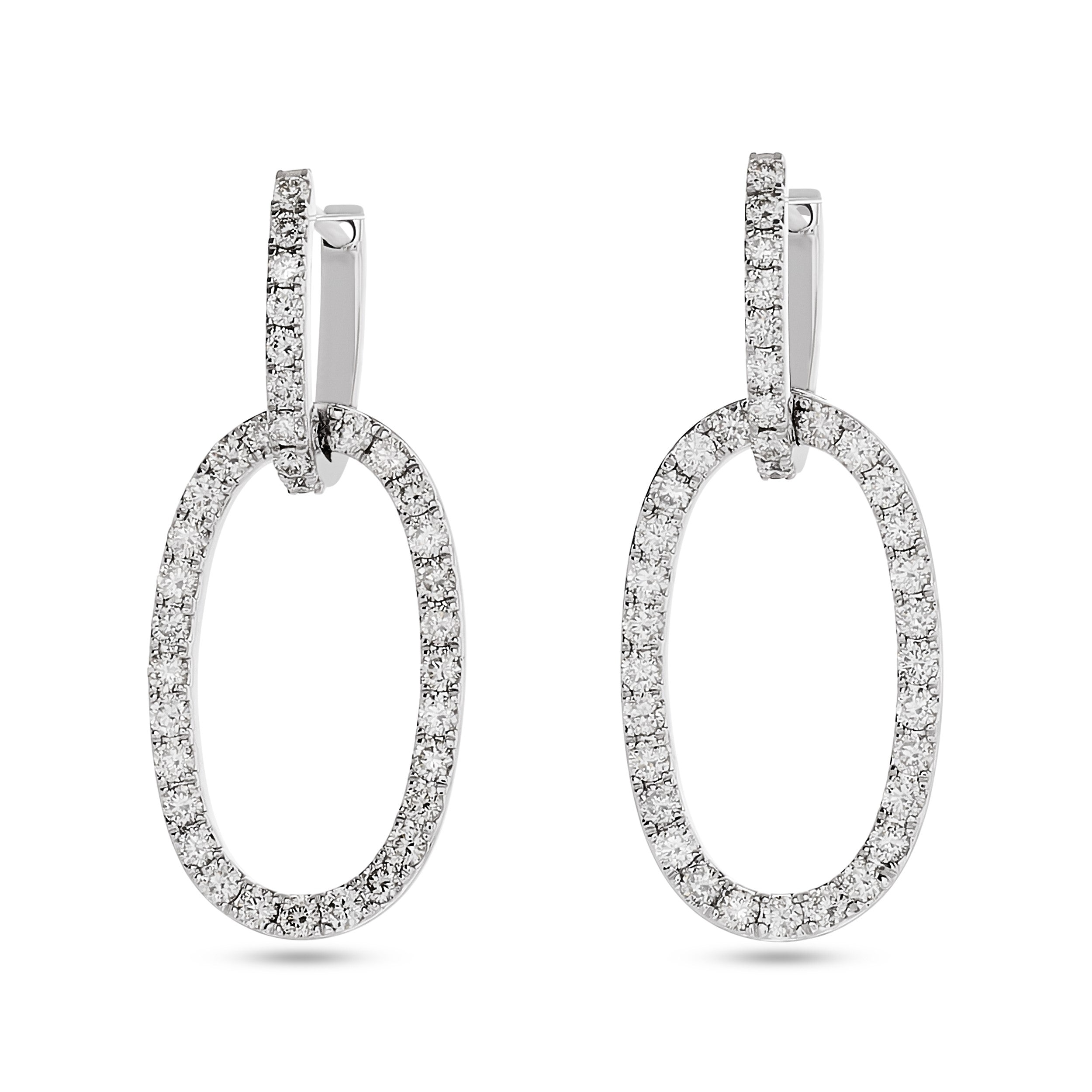 
  
  14k White Gold Diamond Oval Shape Dangle Earrings
  

