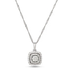 
  
  14k White Gold Diamond Double Halo Pendant on White Gold Chain
  
