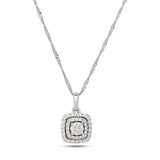 
  
  14k White Gold Diamond Double Halo Pendant on White Gold Chain
  
