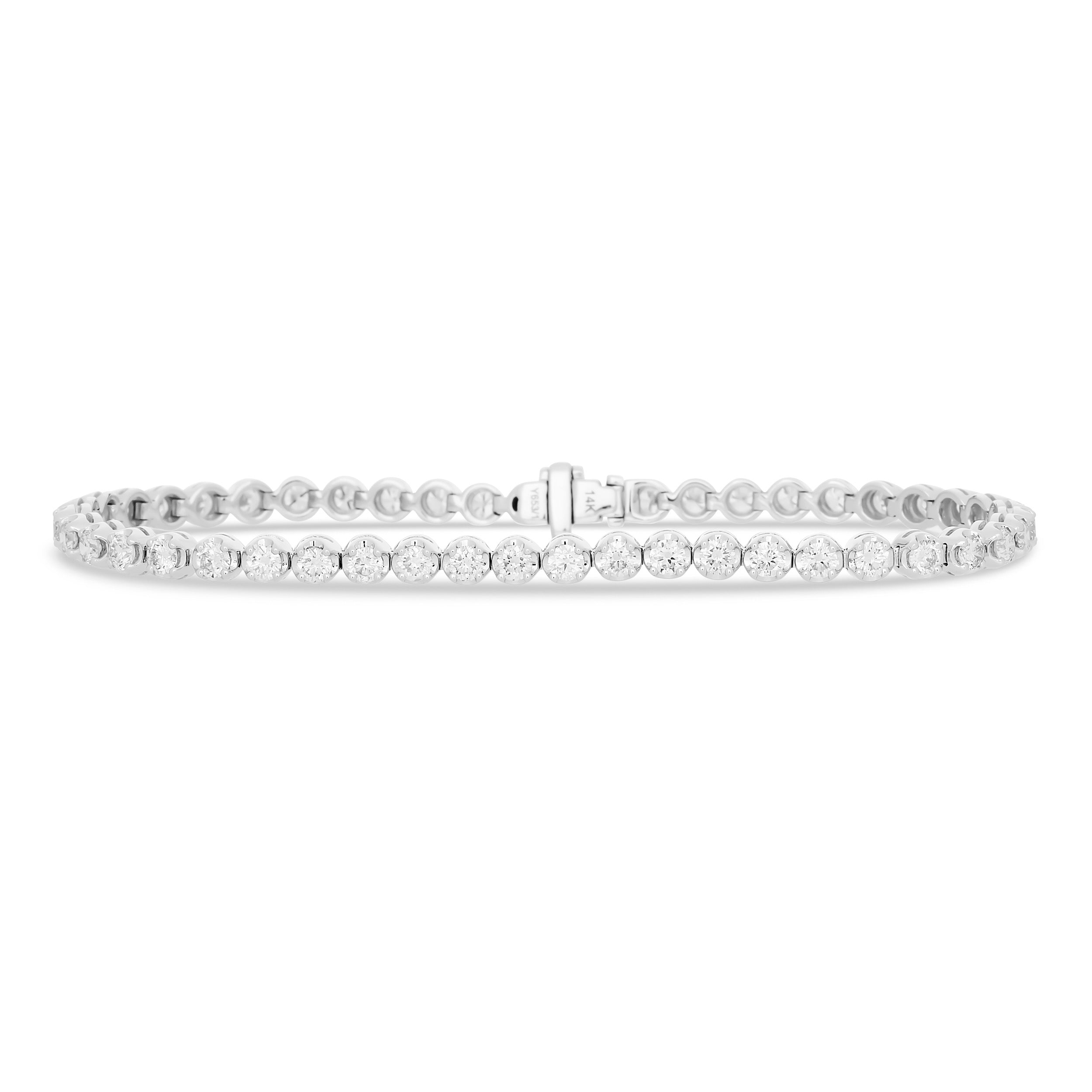 
  
  14K White Gold Round Diamond Crown Set Tennis Bracelet
  
