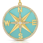 
  
  14K Yellow Gold Diamond and Turquoise Compass Pendant
  
