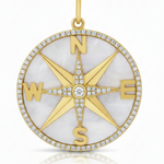 
  
  14K Yellow Gold Diamond and Mother of Pearl Compass Pendant
  
